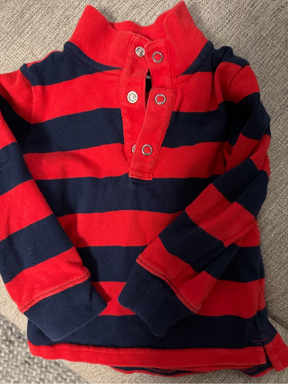 18-24m Janie and Jack Long Sleeve Polo Shirt - Red & Navy Stripe